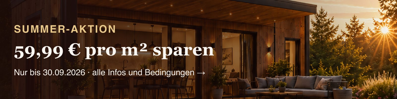 Summer-Aktion: 59,99 Euro pro Quadratmeter sparen - nur bis 30.09.2026