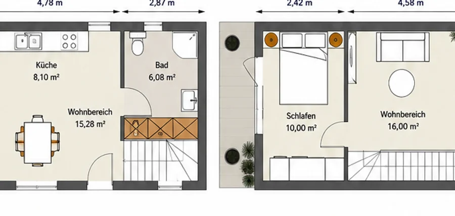 Grundriss Modell Benno (42 m²)