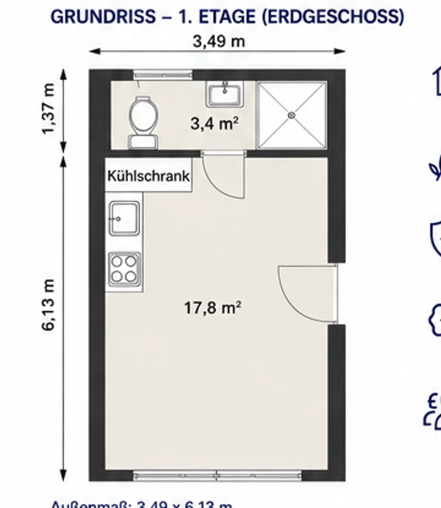 Grundriss Modell Helga (21 m²)