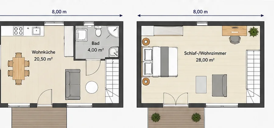 Grundriss Modell Seestern (64 m²)